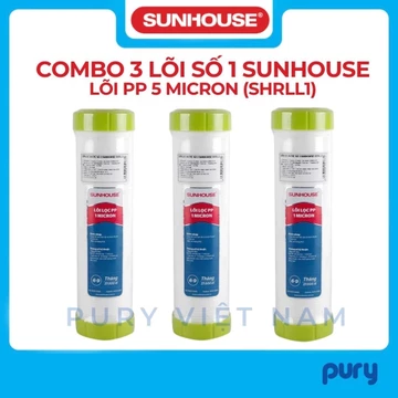 COMBO 3 LÕI LỌC NƯỚC SỐ 1 SUNHOUSE CHÍNH HÃNG (LÕI LỌC SHRLL1 - PP 5 MICRON)