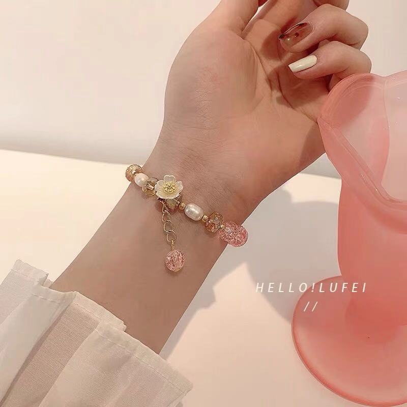 Vòng tay  nữ pha lê hoa Đào cực xinh phong cách Hàn Nhật