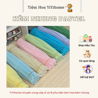 Kẽm Nhung Màu Pastel Làm Hoa Handmade loại 1 Chuẩn Dày Mịn Đều, Dây Kẽm Lông Trang Trí YiYihome
