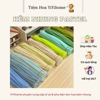 Kẽm Nhung Màu Pastel Làm Hoa Handmade loại 1 Chuẩn Dày Mịn Đều, Dây Kẽm Lông Trang Trí YiYihome