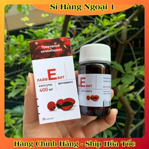 Vitamin E Đỏ Nga Lifevit 400mg lọ Thủy Tinh, đẹp da, chống lão hóa hộp 30 viên- Hàng Nga chính hãng