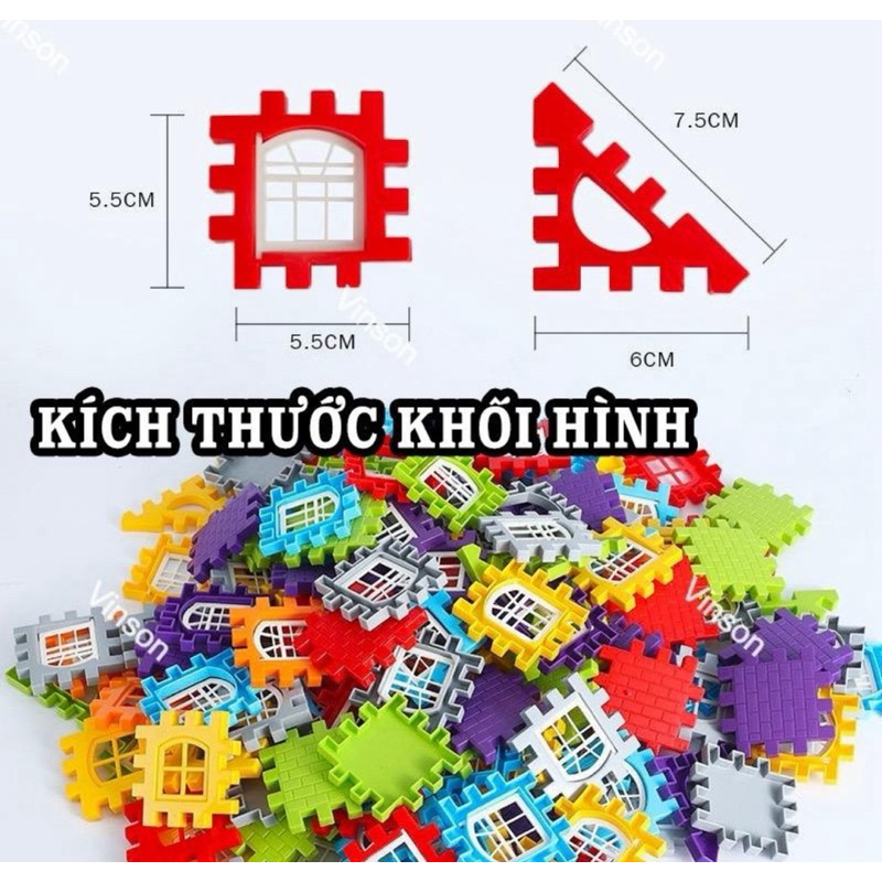 Đồ chơi xếp hình xây dựng kiến trúc có cửa mở, khối xây dựng giúp bé phát triển trí thông minh