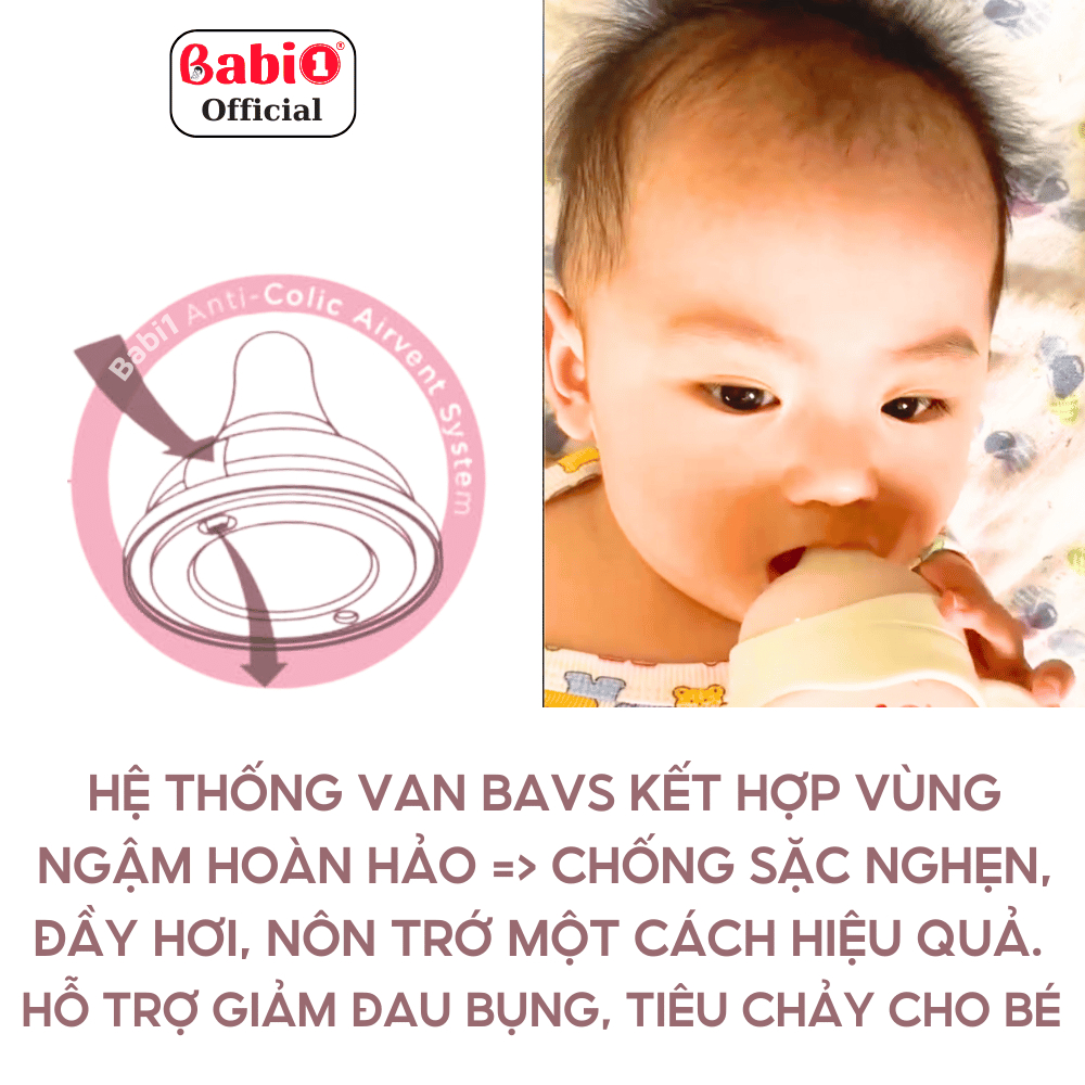 Babi1 Combo 2 Bình Sữa PPSU Plus Cổ Rộng Núm Ti Silicon Y Khoa Gen 4 Chống Sặc Có Tay Cầm (90/180ml)