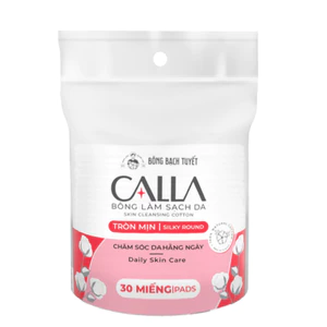 Set 2 bịch Bông tẩy trang Calla - Bông Bạch Tuyết Tròn Mịn gói 30 miếng