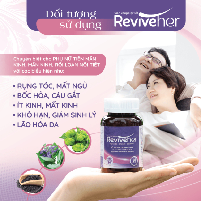 Viên Uống Nội Tiết Hoa Bia - ReviveHer Giúp giảm bốc hỏa, đổ mồ hôi, giảm căng thẳng, kéo dài tuổi thanh xuân