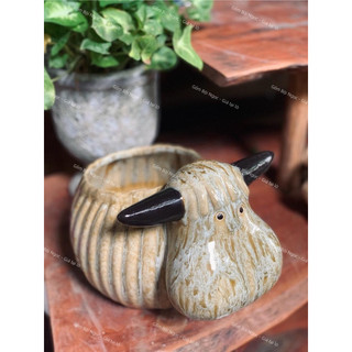 Động Vật Gốm - Hươu/Bò/Cừu/Mèo/Ếch/Gà/Vịt/Sâu/Chuột/Bọ Rùa Trồng Cây - Trang Trí Tiểu Cảnh - Sân Vườn - Gốm Bình Dương