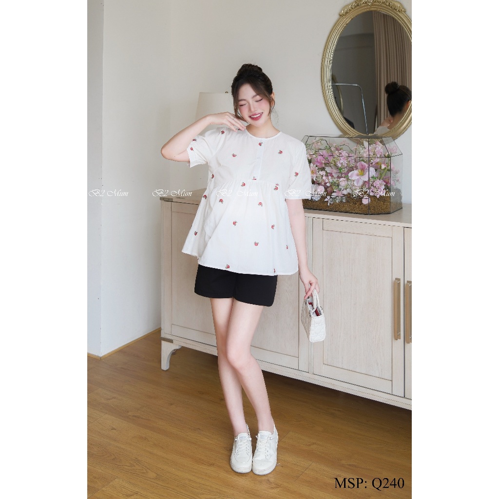 Quần bầu Chất u mì hàn co giãn 4 chiều không nhăn không xù Quần có túi thật có chun chỉnh bụng Q240 thiết kế by B2MUM
