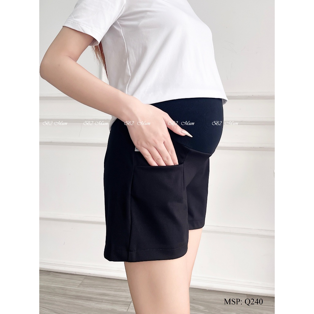 Quần bầu Chất u mì hàn co giãn 4 chiều không nhăn không xù Quần có túi thật có chun chỉnh bụng Q240 thiết kế by B2MUM