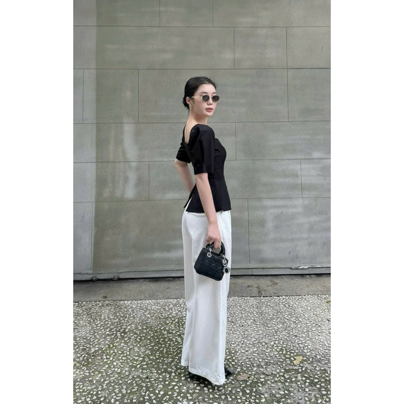 Áo Thiết Kế Peplum Cổ Tim Tay Lỡ Thanh Lịch Trẻ Trung Dự Tiệc Dạo Phố Công Sở - PUSU HOUSE