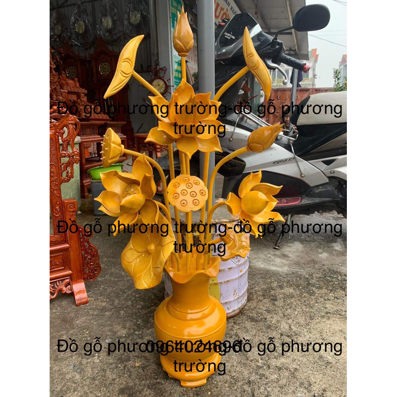Bình hoa sen 11 cành, hoa gỗ sữa bình xà cừ ( hàng tháo nắp)