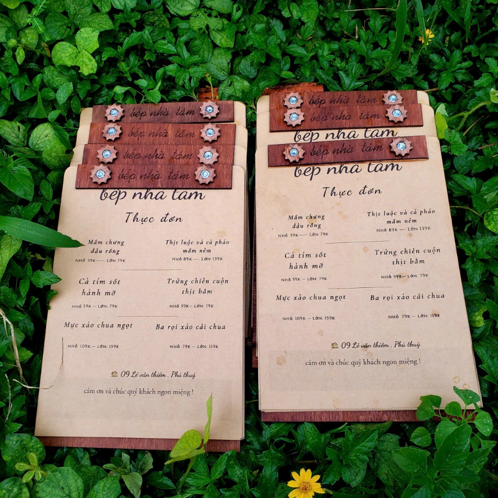 Bìa gỗ plywood kẹp menu các size  - Miễn phí Khắc LOGO Quán cafe, Nhà hàng