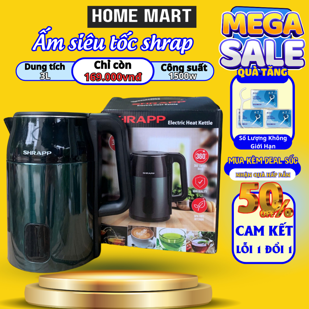 Ấm Siêu Tốc Chính Hãng SHARP Dung Tích 3L, Nhanh sôi Cách Nhiệt Tốt An ...