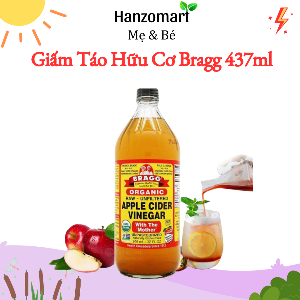 Giấm Táo Hữu Cơ Bragg - Hàng Mỹ 473ml