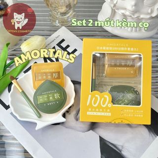 [AMORTALS] Bộ 2 Mút Trang Điểm AMORTALS Size L Dáng Chữ Nhật, Giọt Nước Siêu Mềm Đa Năng Kèm Cọ