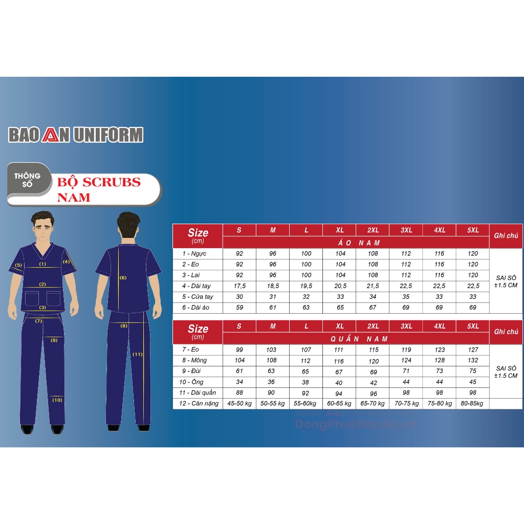 Bộ SCRUBS Xanh Dương cổ tim vải Cotton, đồ phòng mổ, đồng phục phẫu thuật, phòng khám, Nha Khoa