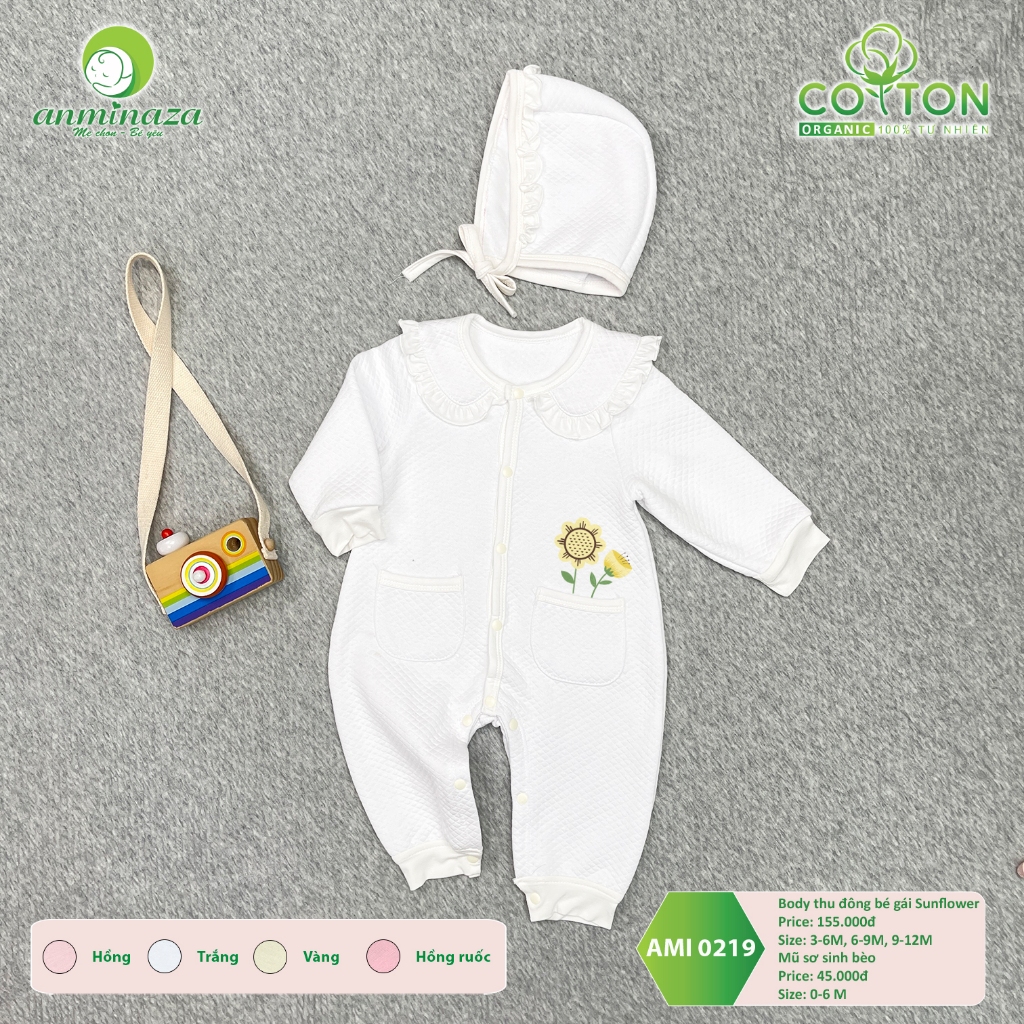 Body Thu Đông Cho Bé Gái 0-6 Tháng Anminaza Vải Cotton 100% Tự Nhiên Lành Tính Ấm Áp - Hàng Chính Hãng AMI0219