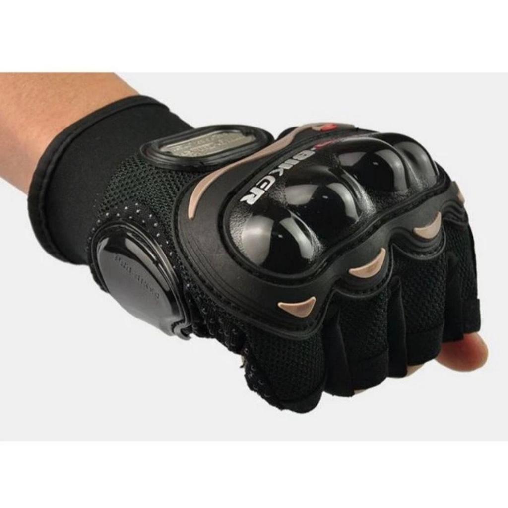 Găng Tay Pro Biker Ngắn Ngón Có Gù Nhựa, bảo vệ tay an toàn khi đi phượt, đi chơi, tập luyện