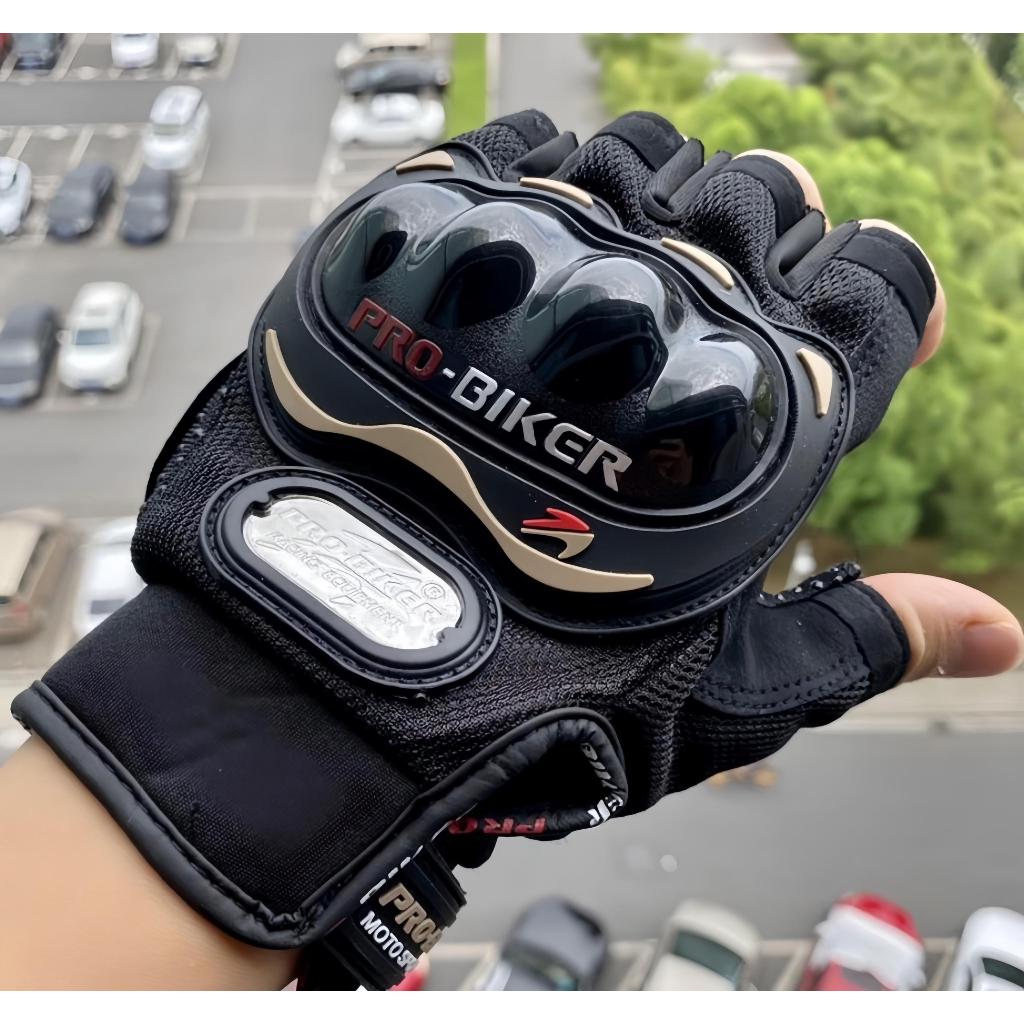Găng Tay Pro Biker Ngắn Ngón Có Gù Nhựa, bảo vệ tay an toàn khi đi phượt, đi chơi, tập luyện