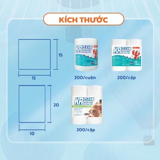 1 cặp cuộn khăn giấy ăn cao cấp KRCLEAN 200 tờ 15x15cm - Khăn lau đa năng, siêu thấm hút, lau mọi bề mặt tiện lợi
