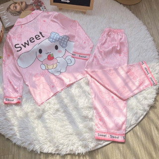 [12KG - 48KG ] Đồ Bộ Bé Gái Pijama Chất Vải Lụa Cao Cấp Tay Dài Quần Dài