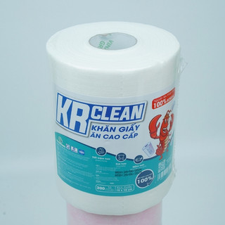 Cuộn khăn giấy ăn cao cấp KRCLEAN 200 tờ 15x15cm - Khăn lau bếp thấm hút đa năng, lau chén bát, lau tay