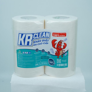 Cuộn khăn giấy ăn cao cấp KRCLEAN 200 tờ 15x15cm - Khăn lau bếp thấm hút đa năng, lau chén bát, lau tay