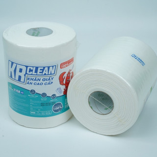 Cuộn khăn giấy ăn cao cấp KRCLEAN 200 tờ 15x15cm - Khăn lau bếp thấm hút đa năng, lau chén bát, lau tay
