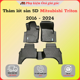 Thảm lót sàn NHỰA 5D TRÀN VIỀN xe Mitsubishi Triton 2015-2023-2024-2025 Thảm NHỰA TPE 5D đúc nguyên khối theo xe -2 hàng