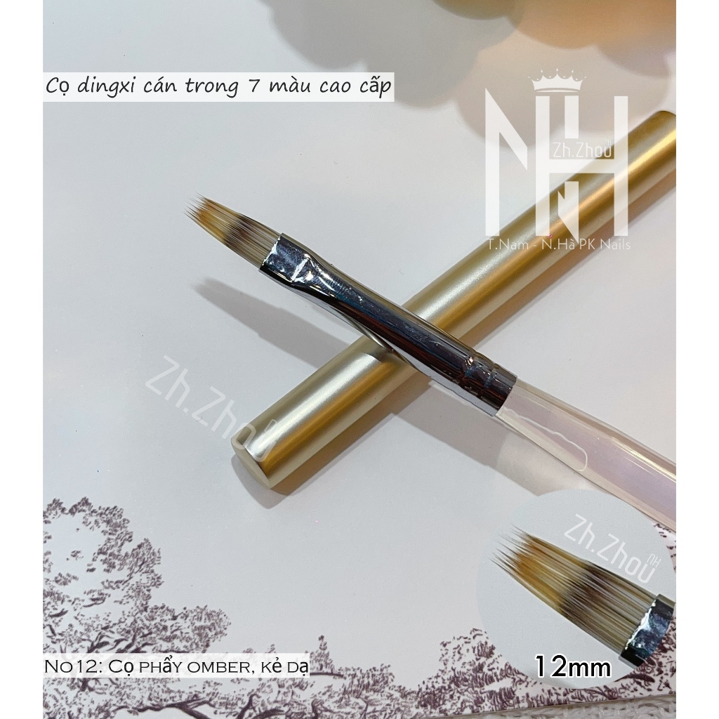 Cọ omber dẹt, cọ omber tròn, cọ quạt, cọ fench đầu móng, cọ nail cao cấp