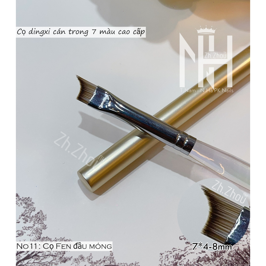 Cọ omber dẹt, cọ omber tròn, cọ quạt, cọ fench đầu móng, cọ nail cao cấp