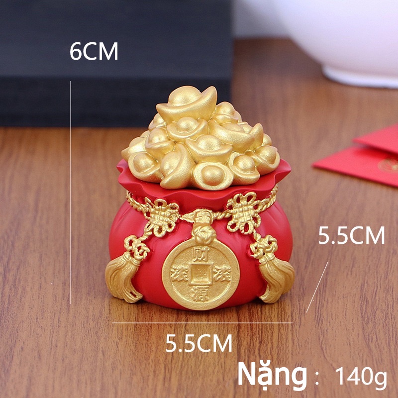 Hũ gạo muối cầu tài cầu lộc hình thỏi vàng, Hũ đựng muối gạo thần tài trang trí Tết Ất Tỵ 2025