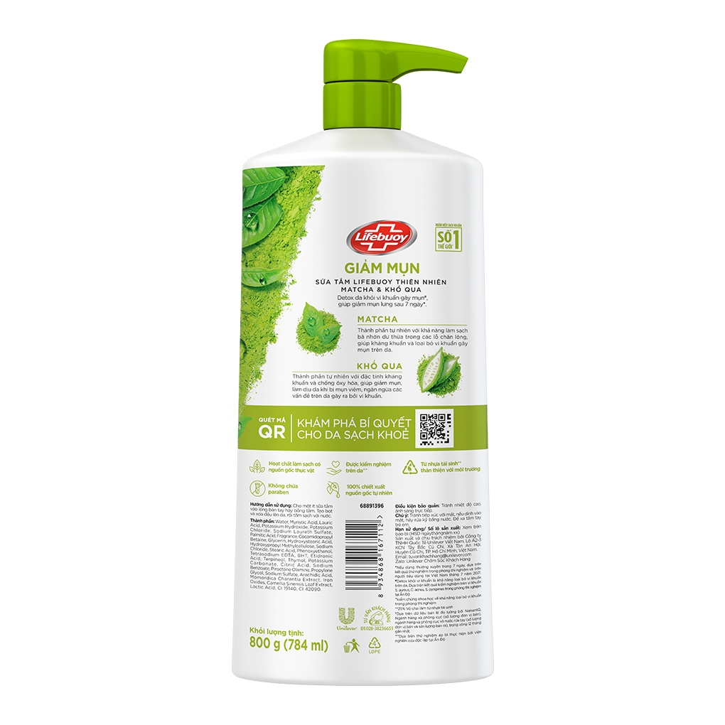 Ảnh Sữa Tắm Lifebuoy Matcha & Khổ Qua Detox Da Khỏi Vi Khuẩn Gây Mụn 800g 2