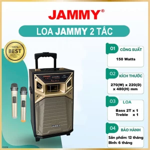 Loa kéo bluetooth Jammy F2025K tặng kèm 2 tay mic hát karaoke cực hay, loa gỗ âm thanh căng chuẩn