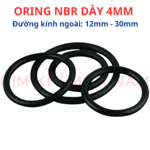 Dày 4mm * (Đường kính ngoài từ 12mm đến 30mm) Gioăng cao su NBR70, oring, gioăng làm kín (túi 5 sợi)