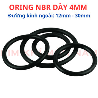 Dày 4mm * (Đường kính ngoài từ 12mm đến 30mm) Gioăng cao su NBR70, oring, gioăng làm kín (túi 5 sợi)