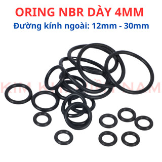 Dày 4mm * (Đường kính ngoài từ 12mm đến 30mm) Gioăng cao su NBR70, oring, gioăng làm kín (túi 5 sợi)