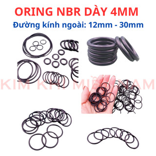 Dày 4mm * (Đường kính ngoài từ 12mm đến 30mm) Gioăng cao su NBR70, oring, gioăng làm kín (túi 5 sợi)