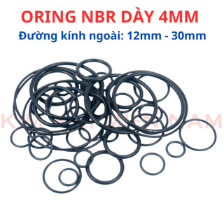 Dày 4mm * (Đường kính ngoài từ 12mm đến 30mm) Gioăng cao su NBR70, oring, gioăng làm kín (túi 5 sợi)