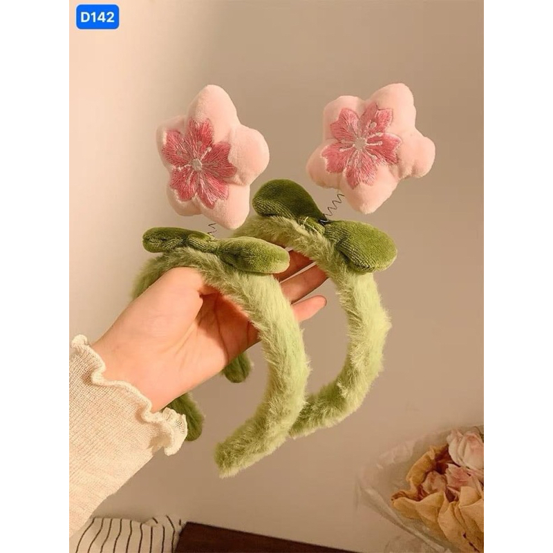 Bờm Tóc, Băng Đô Cài Tóc Lò Xo Bọc Lông Nhung Hoa Xinh Xắn Phụ Kiên Tóc Nữ Empoli