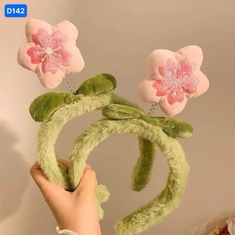 Bờm Tóc, Băng Đô Cài Tóc Lò Xo Bọc Lông Nhung Hoa Xinh Xắn Phụ Kiên Tóc Nữ Empoli