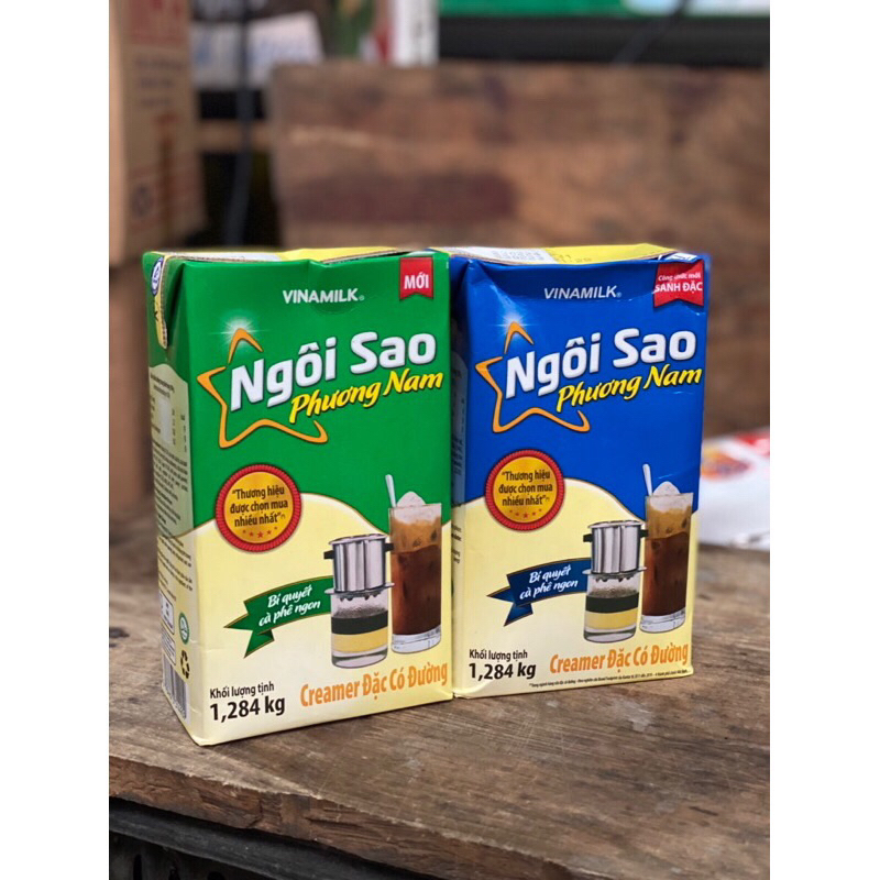 Sữa đặc Ngôi Sao Phương Nam Xanh Lá và Xanh Dương dạng hộp giấy 1,284nw