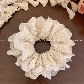 (HÀNG ĐẸP) Dây buộc tóc ren trắng kem dây scrunchies ren nhiều lớp phong cách Hàn Quốc