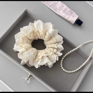 (HÀNG ĐẸP) Dây buộc tóc ren trắng kem dây scrunchies ren nhiều lớp phong cách Hàn Quốc