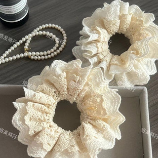 (HÀNG ĐẸP) Dây buộc tóc ren trắng kem dây scrunchies ren nhiều lớp phong cách Hàn Quốc