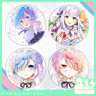 [Sẵn VN] Pin Ghim Huy Hiệu 58mm Chất Liệu Thiếc Không Rỉ Phủ Nhựa Hologram Lấp Lánh Nhân Vật Anime Manga Re:Zero Rem Emi