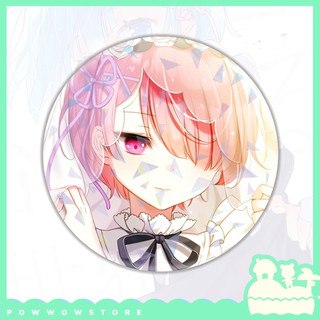 [Sẵn VN] Pin Ghim Huy Hiệu 58mm Chất Liệu Thiếc Không Rỉ Phủ Nhựa Hologram Lấp Lánh Nhân Vật Anime Manga Re:Zero Rem Emi