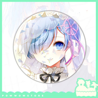[Sẵn VN] Pin Ghim Huy Hiệu 58mm Chất Liệu Thiếc Không Rỉ Phủ Nhựa Hologram Lấp Lánh Nhân Vật Anime Manga Re:Zero Rem Emi