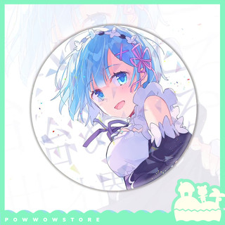 [Sẵn VN] Pin Ghim Huy Hiệu 58mm Chất Liệu Thiếc Không Rỉ Phủ Nhựa Hologram Lấp Lánh Nhân Vật Anime Manga Re:Zero Rem Emi