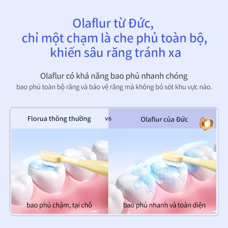 Combo 2 Tuýp Kem đánh răng cho bé tootoo hương đào Olaflur ngừa sâu răng mảng bám cho bé 0-12 tuổi