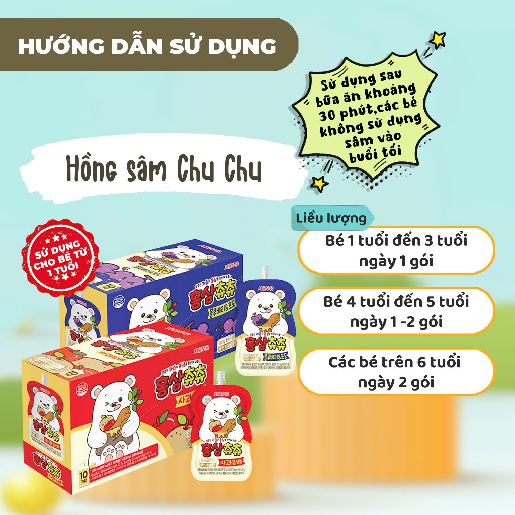 Nước Hồng Sâm ChuChu Hàn Quốc Giúp Trẻ Tăng Sức Đề Kháng, Tăng Cao Và Phục Hồi Sức Khoẻ